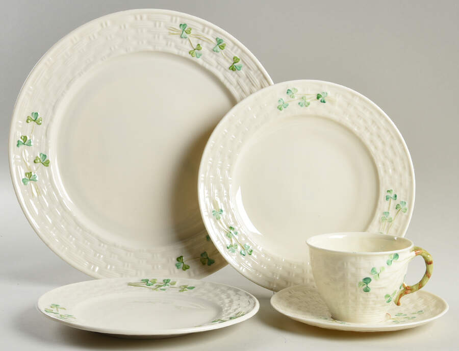 Shamrock 40  Piece Estate Set by Belleek Pottery (Ireland)-1