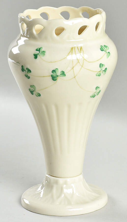 Shamrock 7" Pierced Vase by Belleek Pottery (Ireland)-1