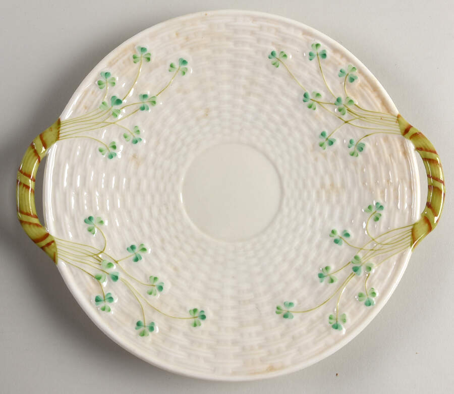 Shamrock Handled Cake Plate by Belleek Pottery (Ireland)-1