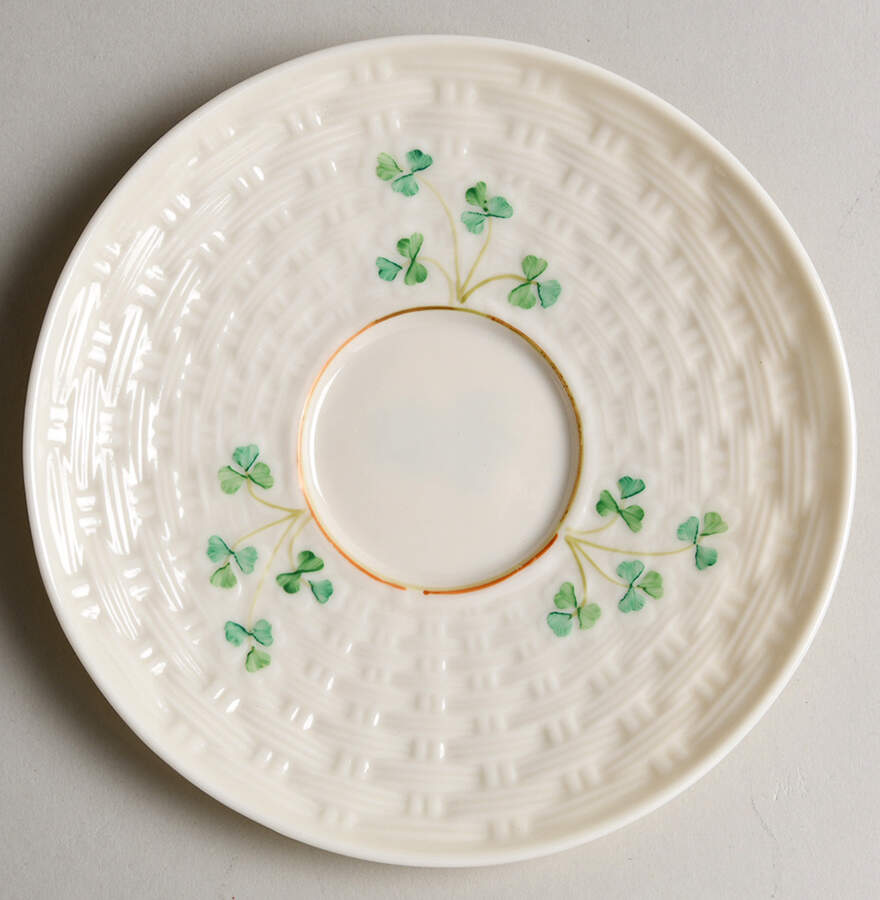 Shamrock Saucer for Flat Cup by Belleek Pottery (Ireland)-1