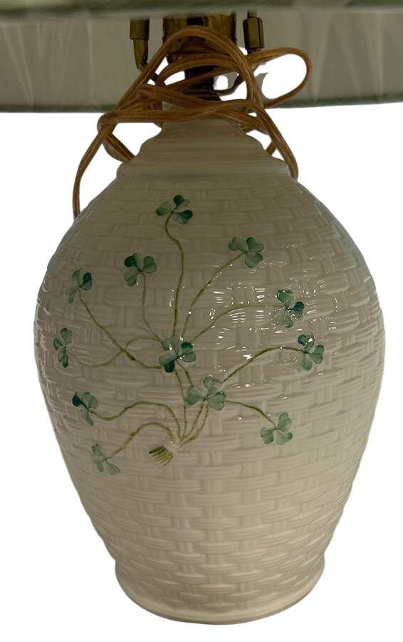 Shamrock 18" Electric Lamp No Shade by Belleek Pottery (Ireland)-1