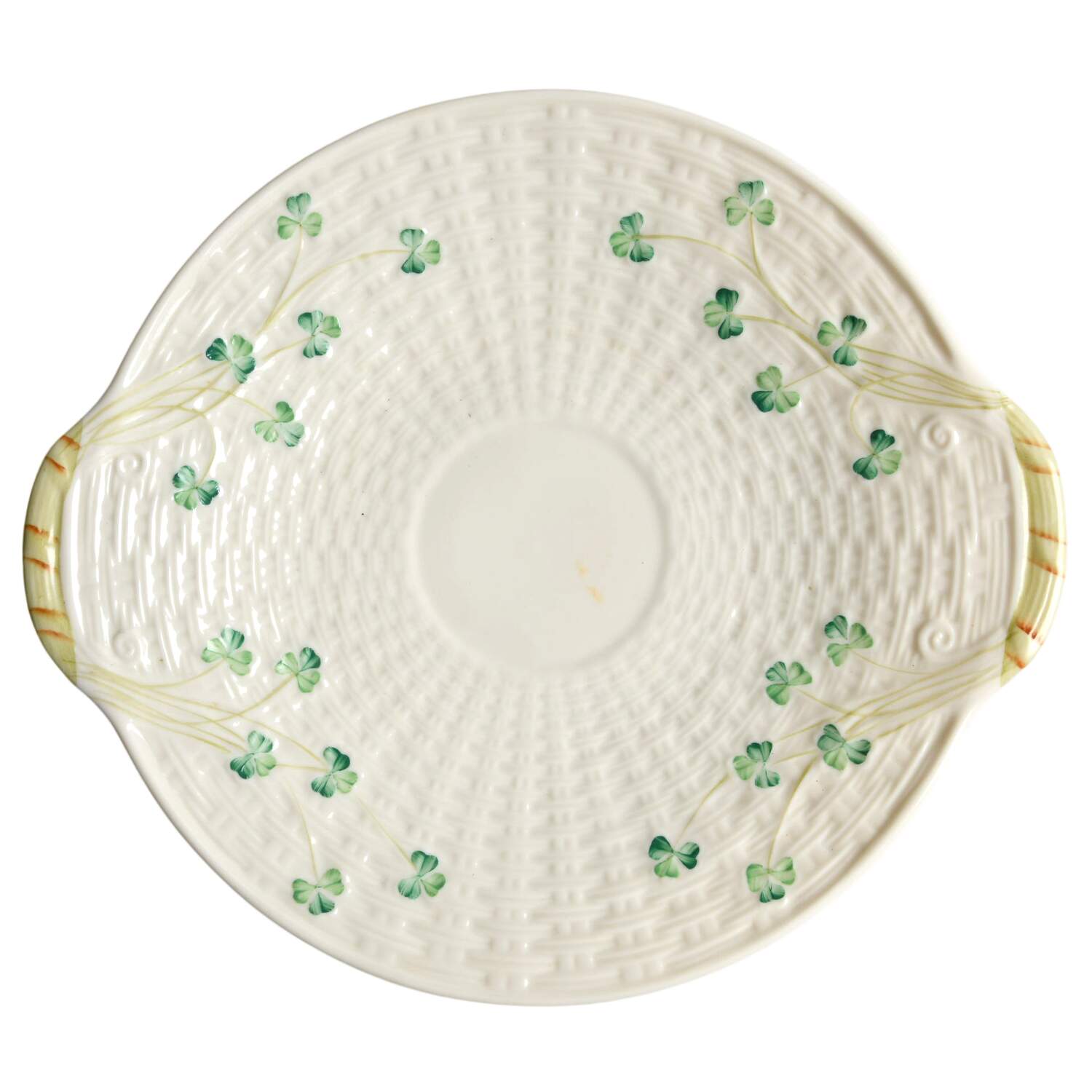 Shamrock Handled Cake Plate by Belleek Pottery (Ireland)-1