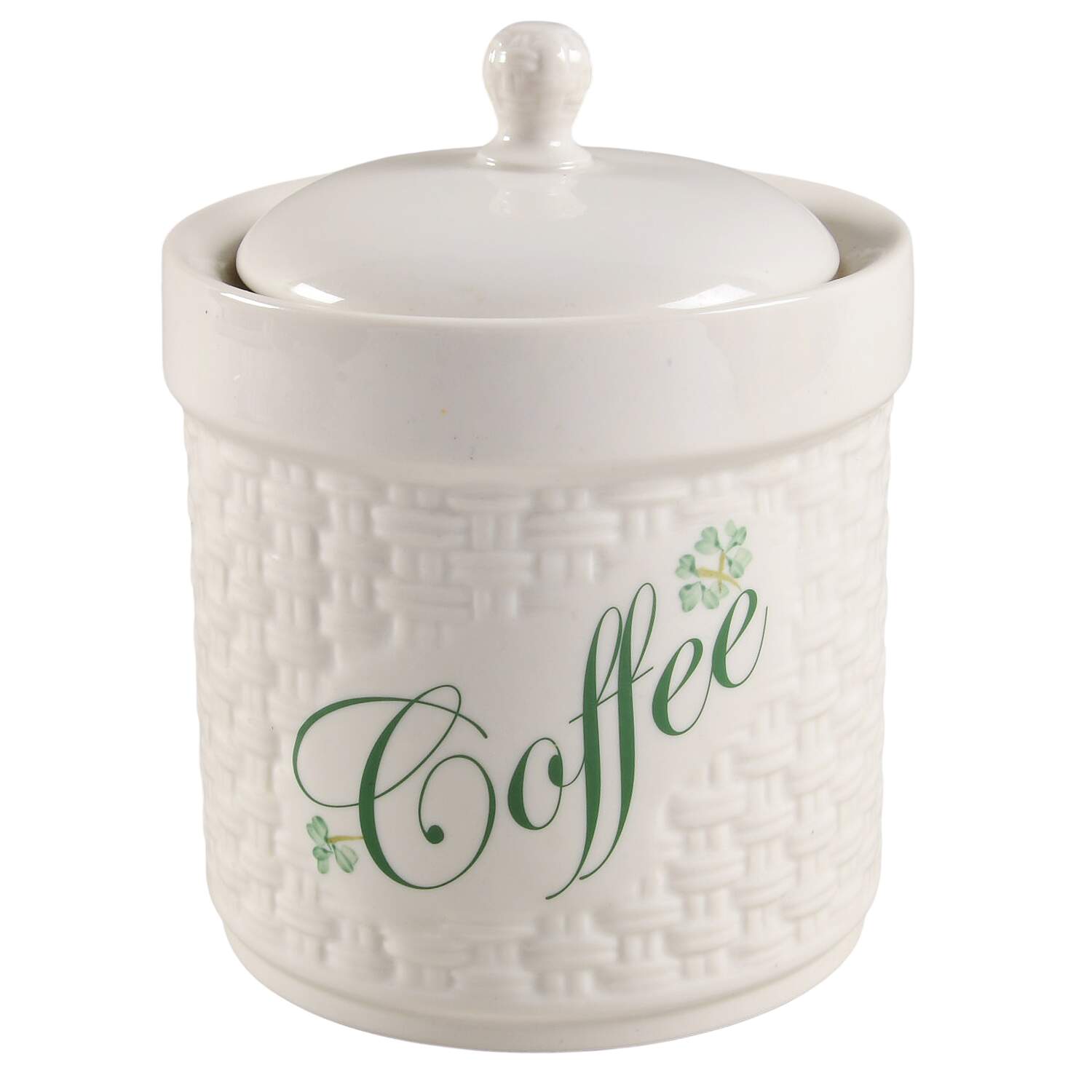 Shamrock Coffee Canister & Lid by Belleek Pottery (Ireland)-1