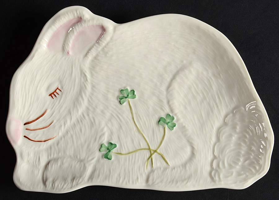 Shamrock Bunny Plate by Belleek Pottery (Ireland)-1