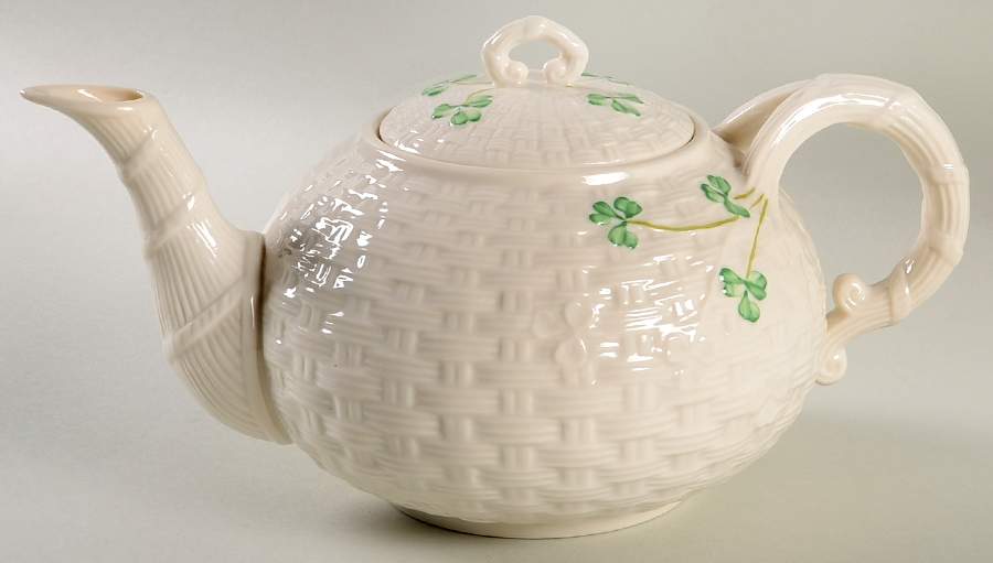 Shamrock Teapot & Lid by Belleek Pottery (Ireland)-1
