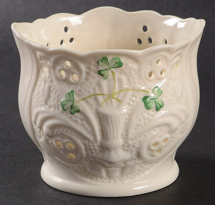 Shamrock 3" Pierced Votive Candleholder by Belleek Pottery (Ireland)-1