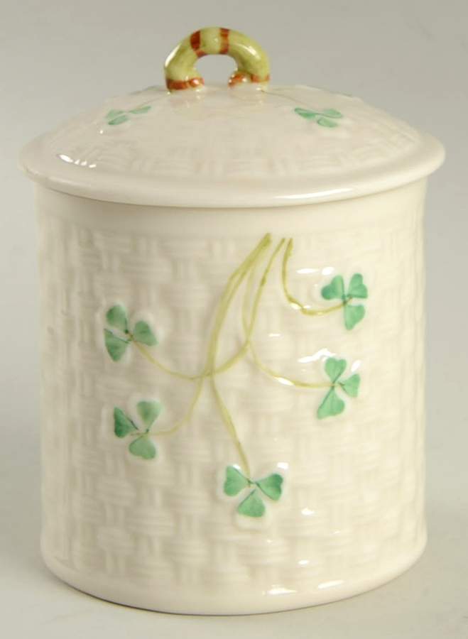 Shamrock 3" Storage Jar & Lid by Belleek Pottery (Ireland)-1