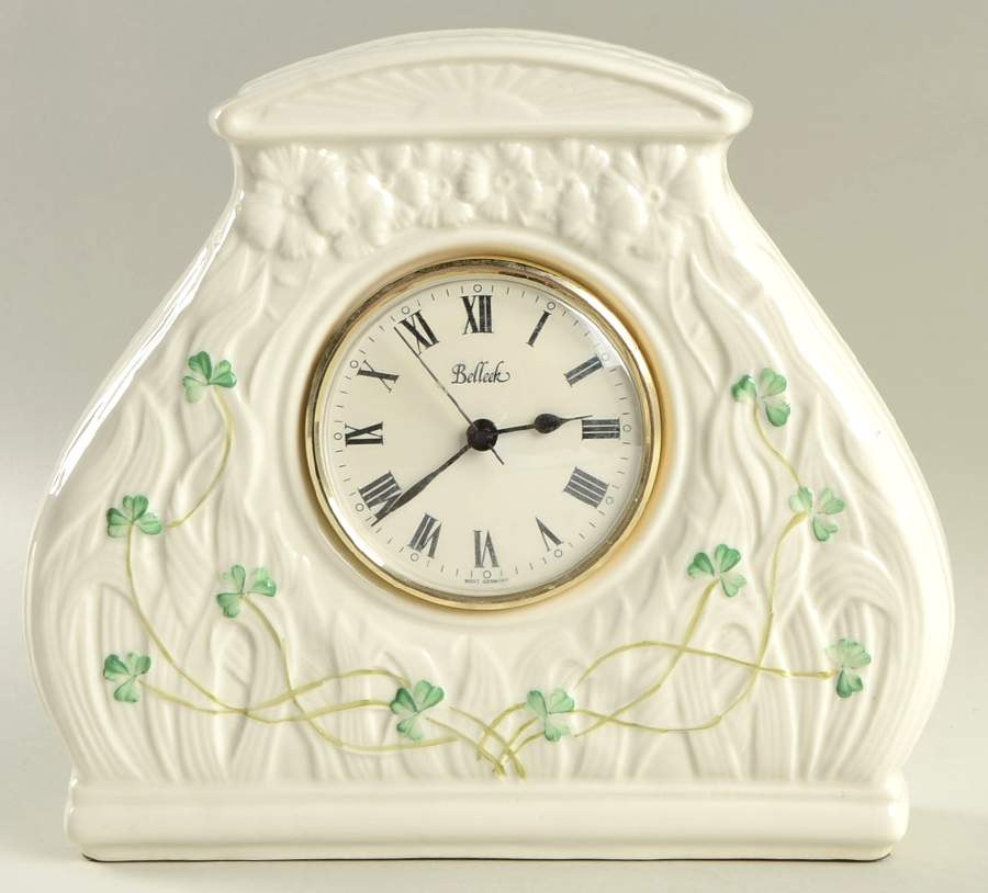 Shamrock Mantel Clock by Belleek Pottery (Ireland)-1