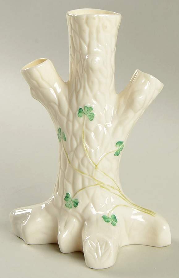 Shamrock 3 Branch Tree Trunk Vase by Belleek Pottery (Ireland)-1