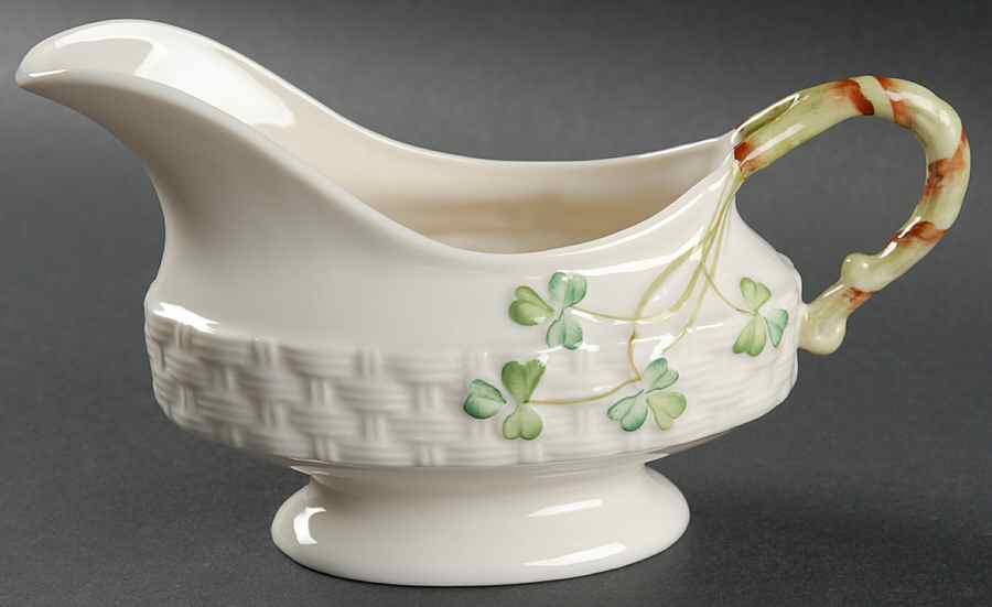 Shamrock Gravy Boat by Belleek Pottery (Ireland)-1