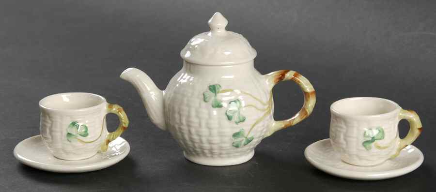 Shamrock 6 Piece Miniature Tea Set by Belleek Pottery (Ireland)-1