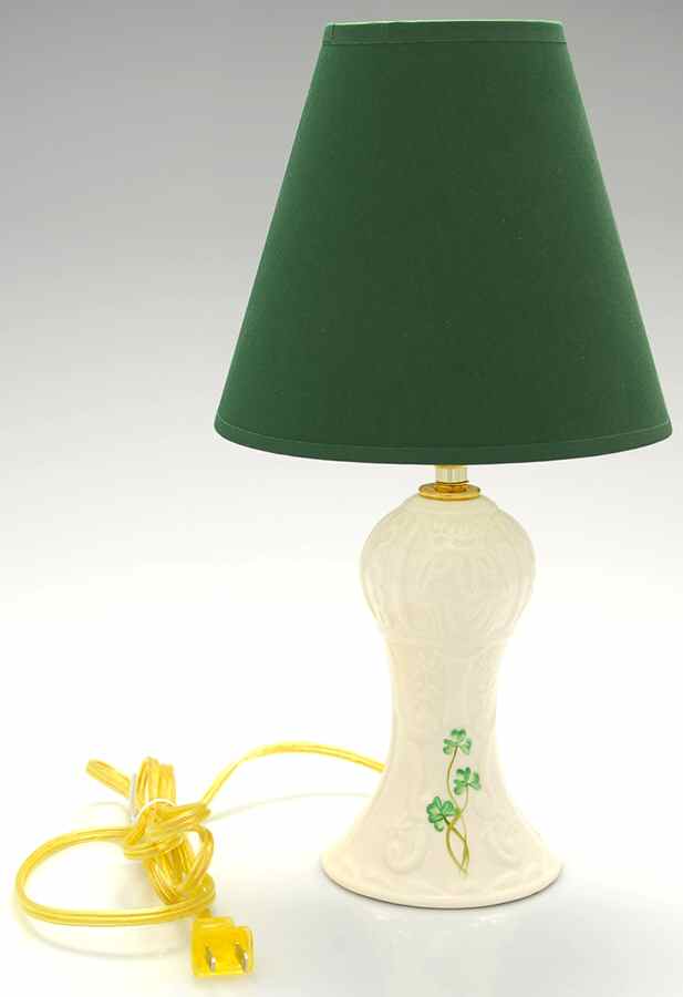 Shamrock 9" Electric Lamp & Shade by Belleek Pottery (Ireland)-1