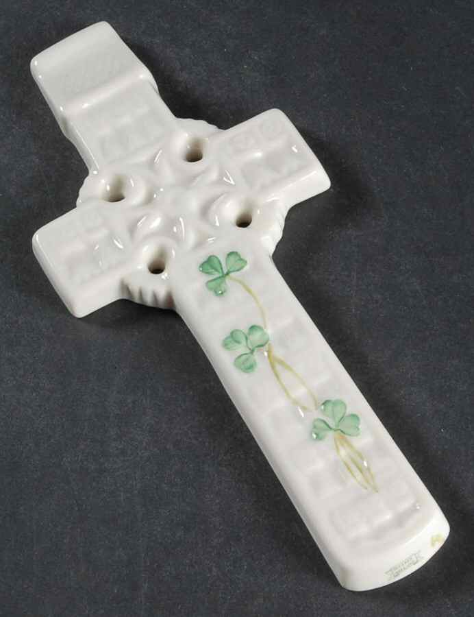 Shamrock 7" Celtic Cross by Belleek Pottery (Ireland)-1