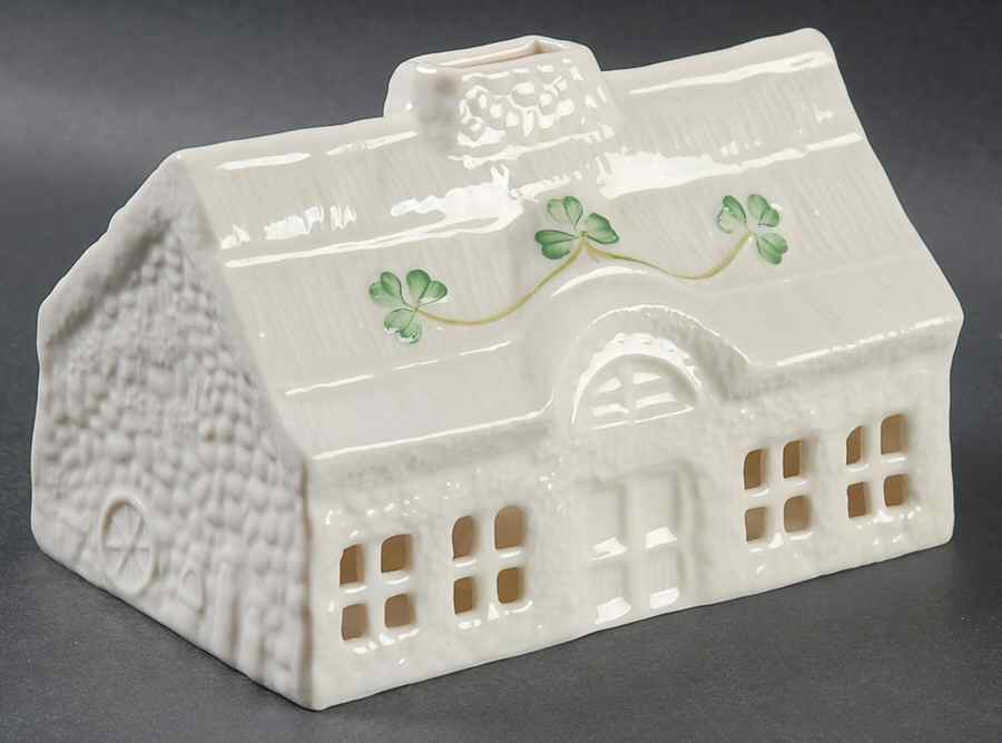 Shamrock House Shaped Tea Light by Belleek Pottery (Ireland)-1