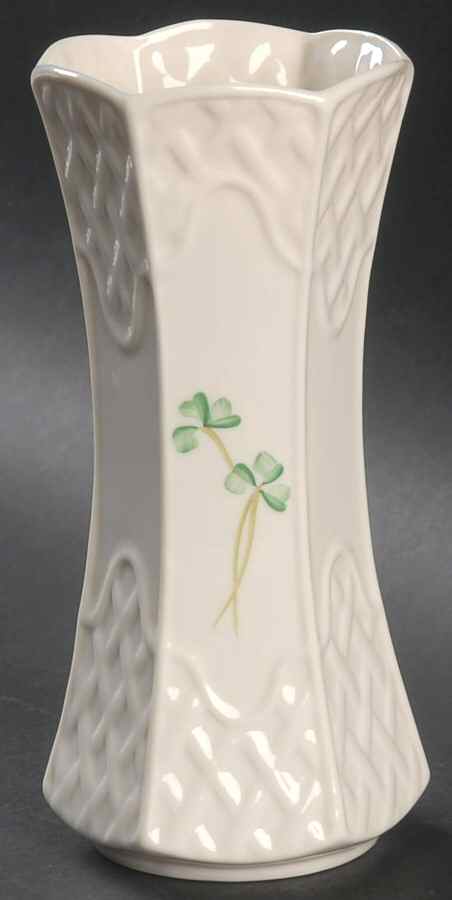 Shamrock 7" Trellis Vase by Belleek Pottery (Ireland)-1