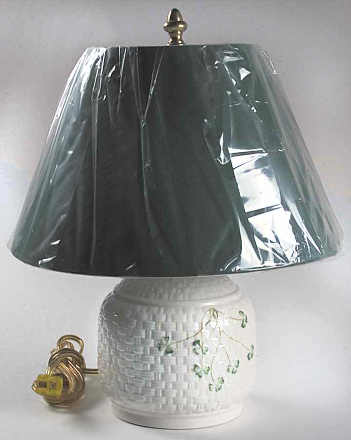 Shamrock 14" Electric Lamp & Shade by Belleek Pottery (Ireland)-1