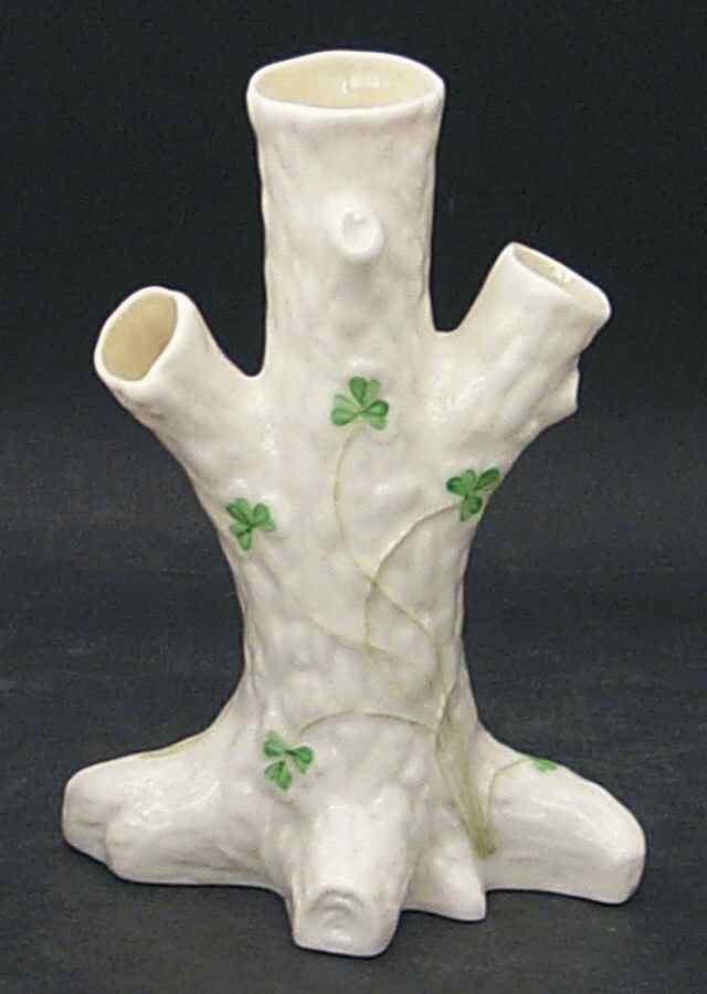 Shamrock 3 Branch Tree Trunk Vase by Belleek Pottery (Ireland)-1