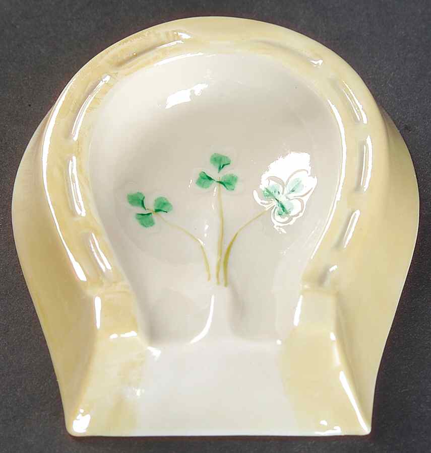 Shamrock 4" Horseshoe Ashtray by Belleek Pottery (Ireland)-1