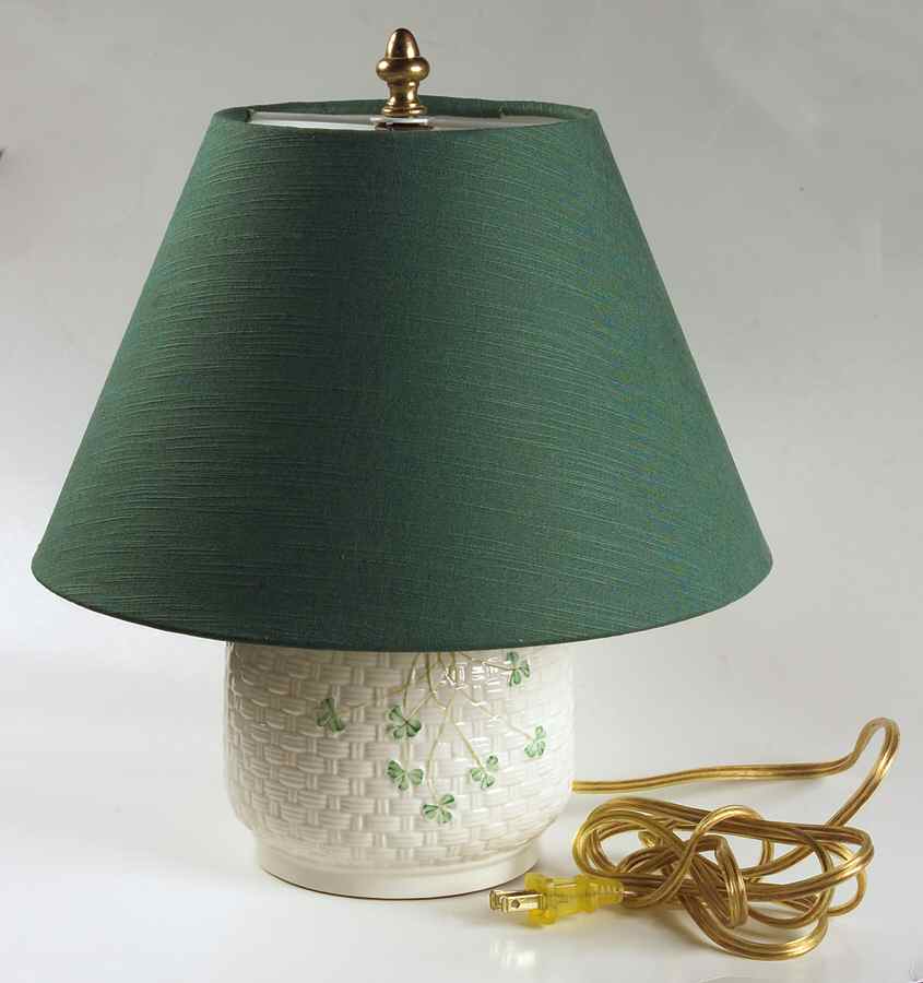 Shamrock 13" Electric Lamp & Shade by Belleek Pottery (Ireland)-1