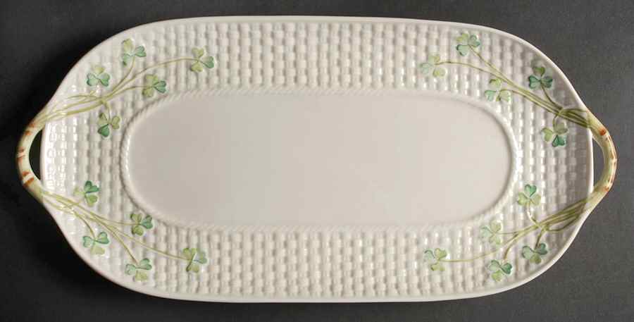 Shamrock Large Sandwich Tray by Belleek Pottery (Ireland)-1