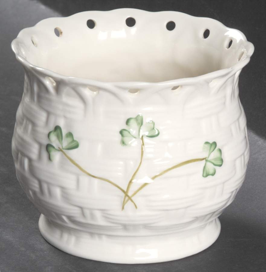 Shamrock 3" Pierced Votive Candleholder by Belleek Pottery (Ireland)-1