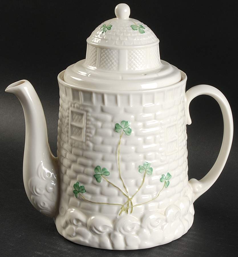 Shamrock Figural Teapot & Lid by Belleek Pottery (Ireland)-1
