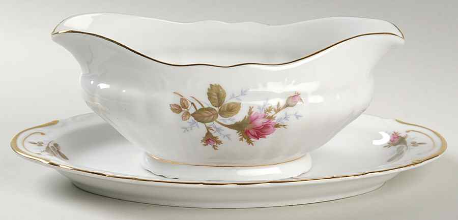 Moss Rose Gravy Boat & Underplate/Relish by Bond (Japan)-1