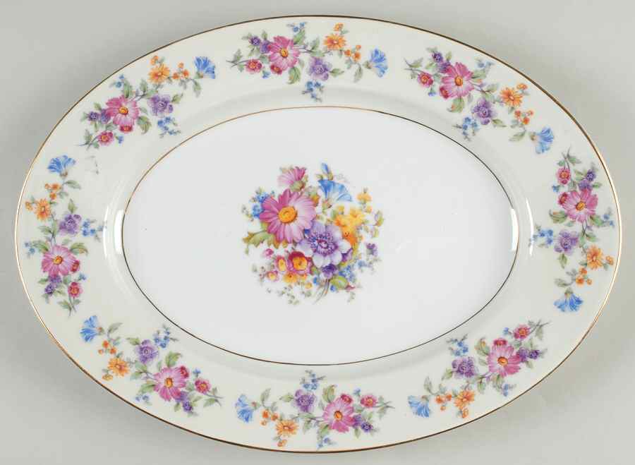 Floradora (Cream Border) 13" Oval Serving Platter by Bohemia Ceramic Works-1