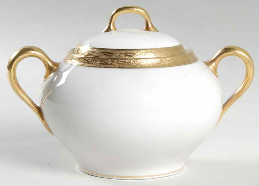 Laurel Sugar Bowl & Lid by Jean Boyer (Limoges)-1