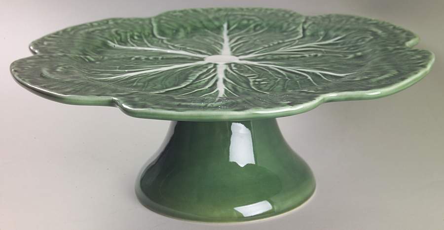 Cabbage Green 12" Diameter Pedestal Cake Stand by Bordallo Pinheiro-1
