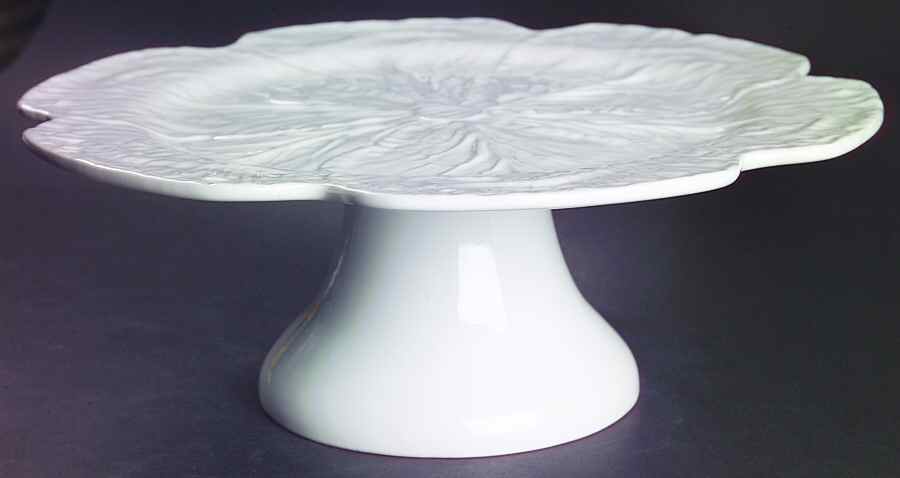 Cabbage White 12" Diameter Pedestal Cake Stand by Bordallo Pinheiro-1