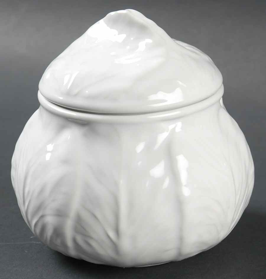 Cabbage White Sugar Bowl & Lid by Bordallo Pinheiro-1