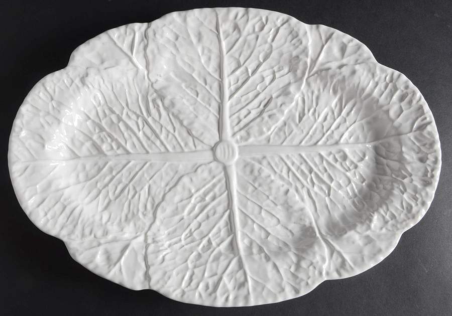 Cabbage White 14" Oval Serving Platter by Bordallo Pinheiro-1