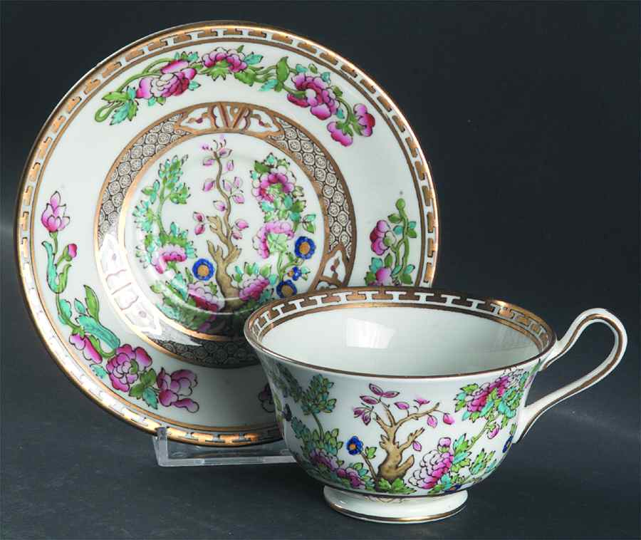Indian Tree Footed Cup & Saucer Set by Bridgwood & Son-1