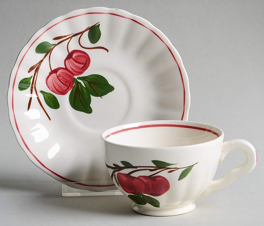 Mountain Crab Footed Cup & Saucer Set by Blue Ridge Southern Pottery-1