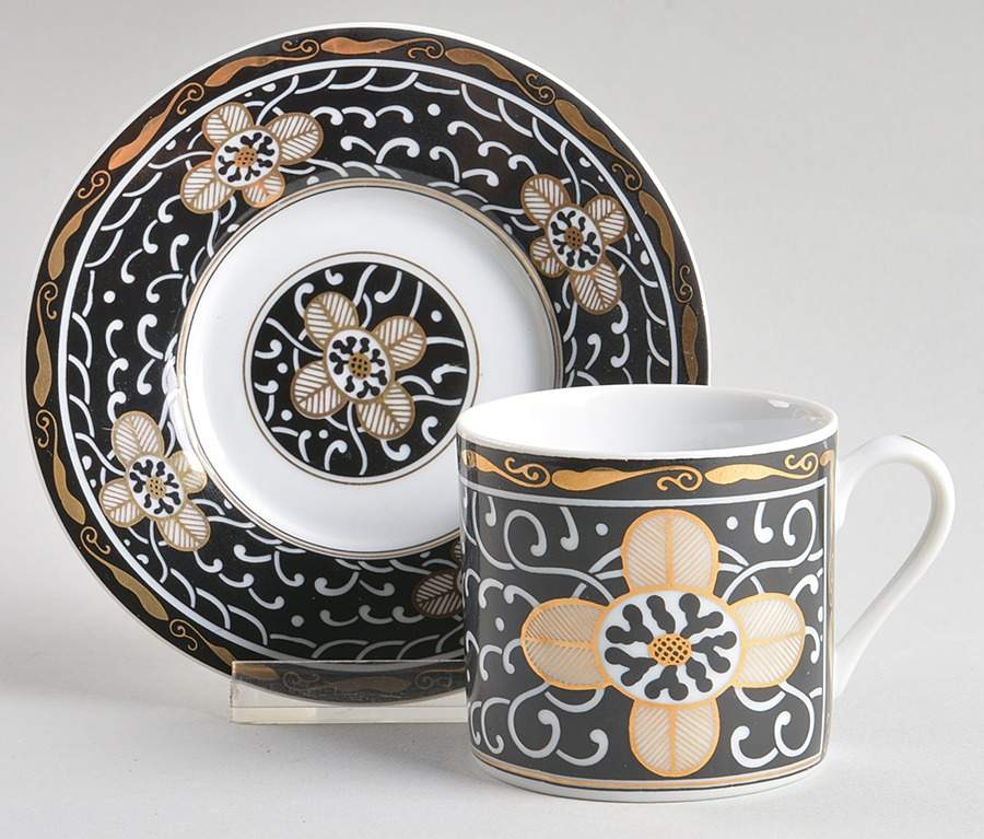 Royal Tapestry Flat Demitasse Cup & Saucer Set by Georges Briard-1