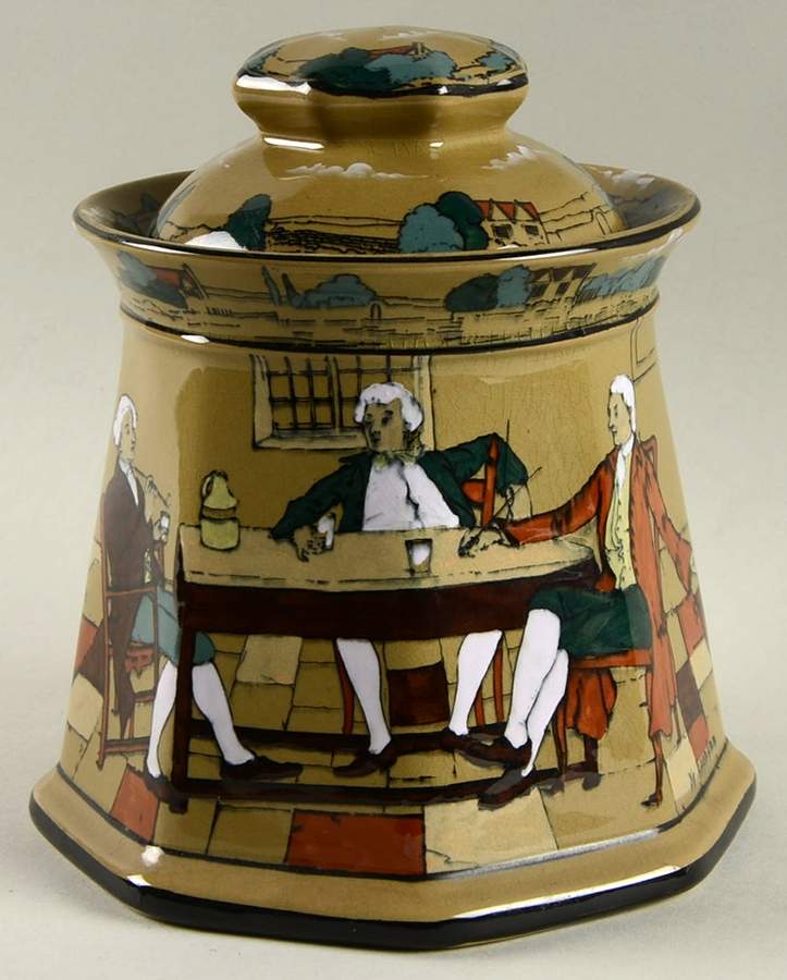 Ye Olden Days Humidor & Lid by Buffalo Pottery-1