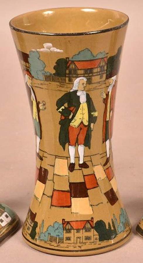 Ye Olden Days 7" Vase by Buffalo Pottery-1