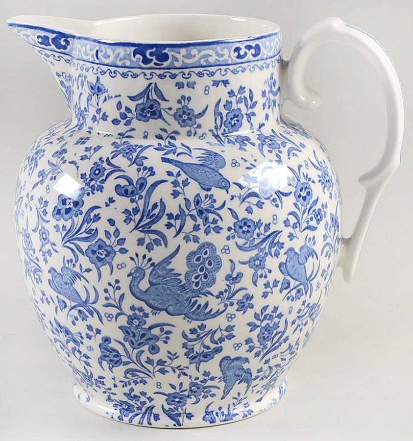 Blue Bird-Regal Peacock Large Etruscan Jug by Burgess & Leigh-1