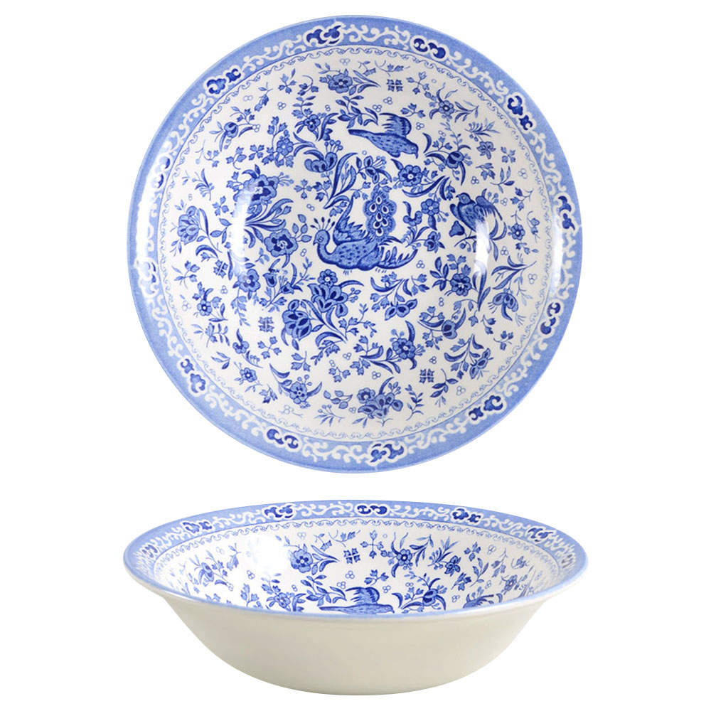 Blue Bird-Regal Peacock Soup/Cereal Bowl by Burgess & Leigh-1