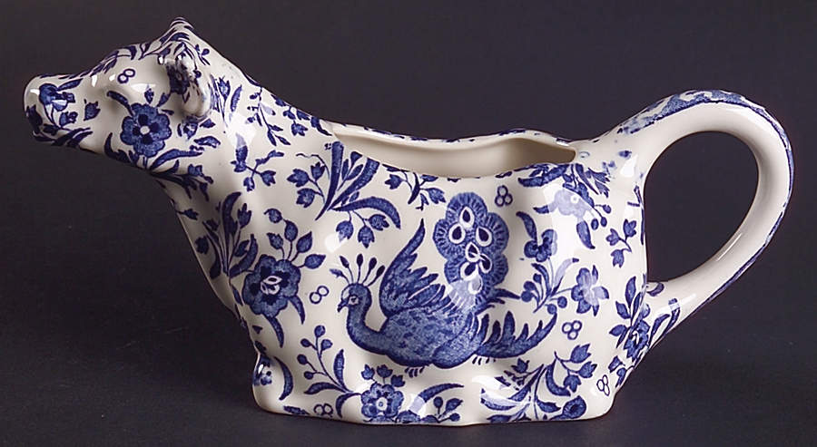 Blue Bird-Regal Peacock Cow Creamer by Burgess & Leigh-1