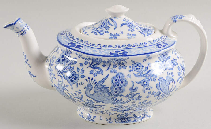 Blue Bird-Regal Peacock Teapot & Lid by Burgess & Leigh-1
