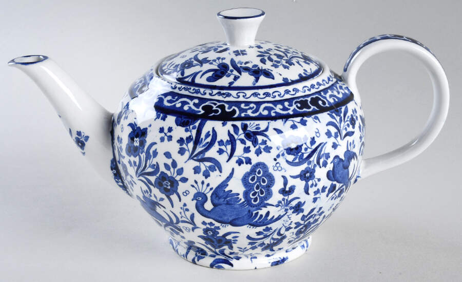Blue Bird-Regal Peacock Teapot & Lid by Burgess & Leigh-1