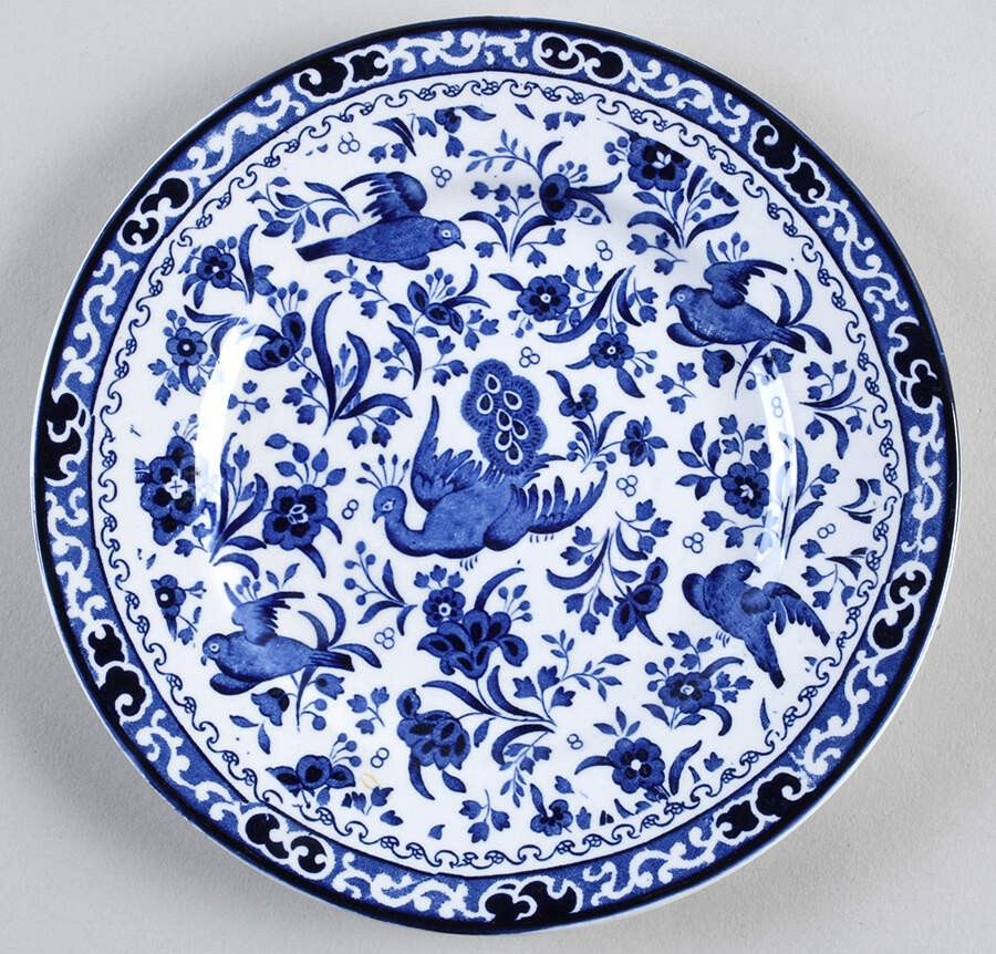 Blue Bird-Regal Peacock Salad Plate by Burgess & Leigh-1