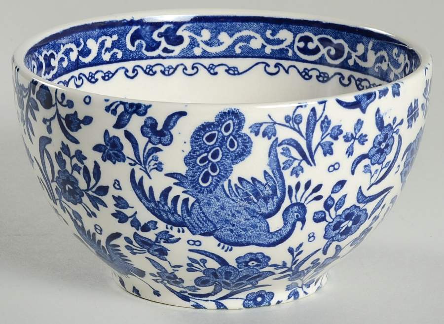 Blue Bird-Regal Peacock Open Sugar Bowl by Burgess & Leigh-1