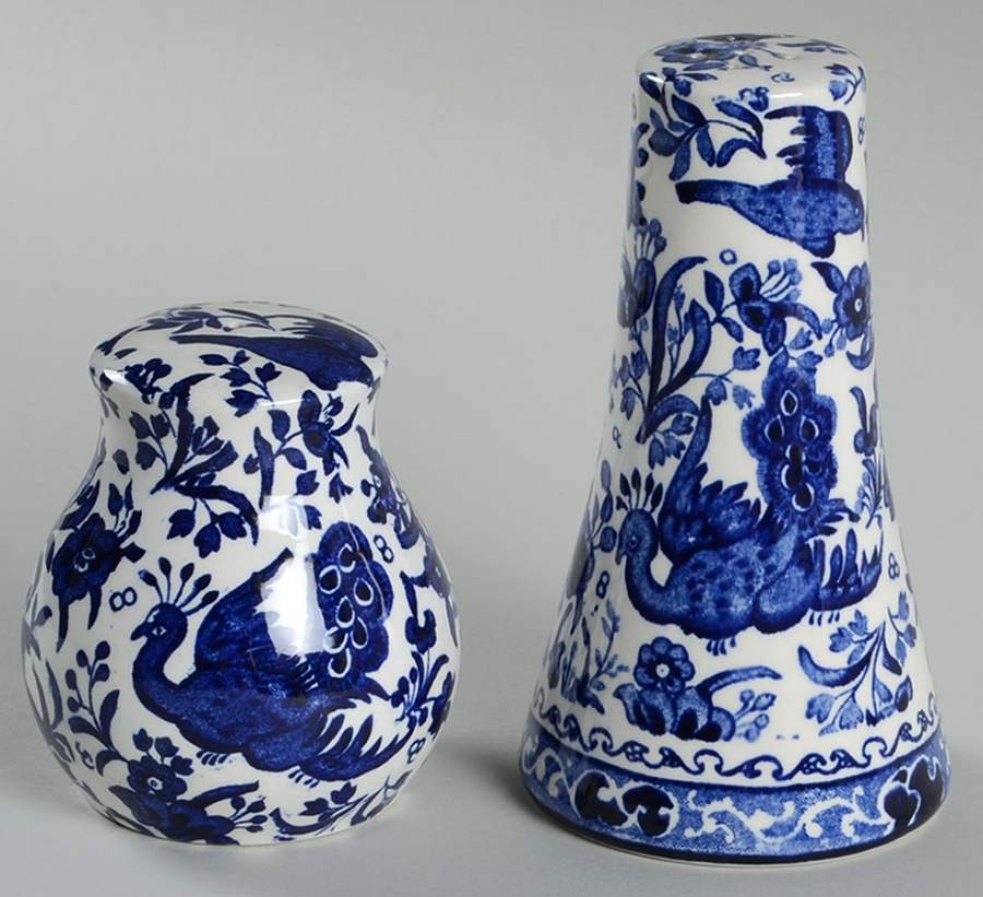 Blue Bird-Regal Peacock Salt & Pepper Set by Burgess & Leigh-1
