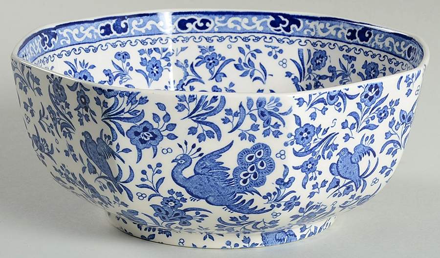 Blue Bird-Regal Peacock 8" Hexagonal Bowl by Burgess & Leigh-1
