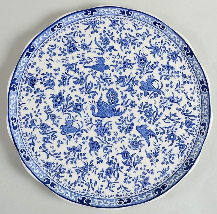 Blue Bird-Regal Peacock Cake Plate by Burgess & Leigh-1