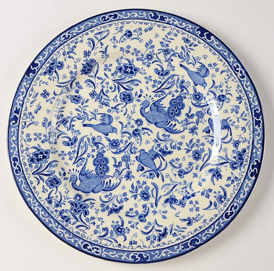 Blue Bird-Regal Peacock Dinner Plate by Burgess & Leigh-1