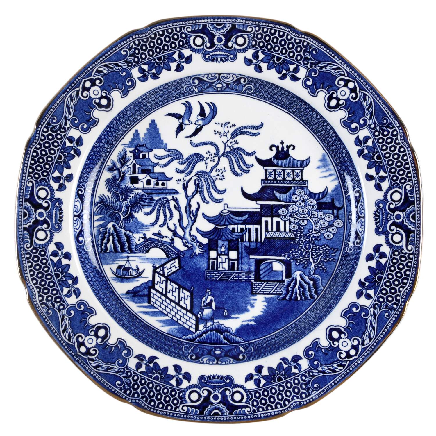 Blue Willow (Gold Trim) Luncheon Plate by Burgess & Leigh-1